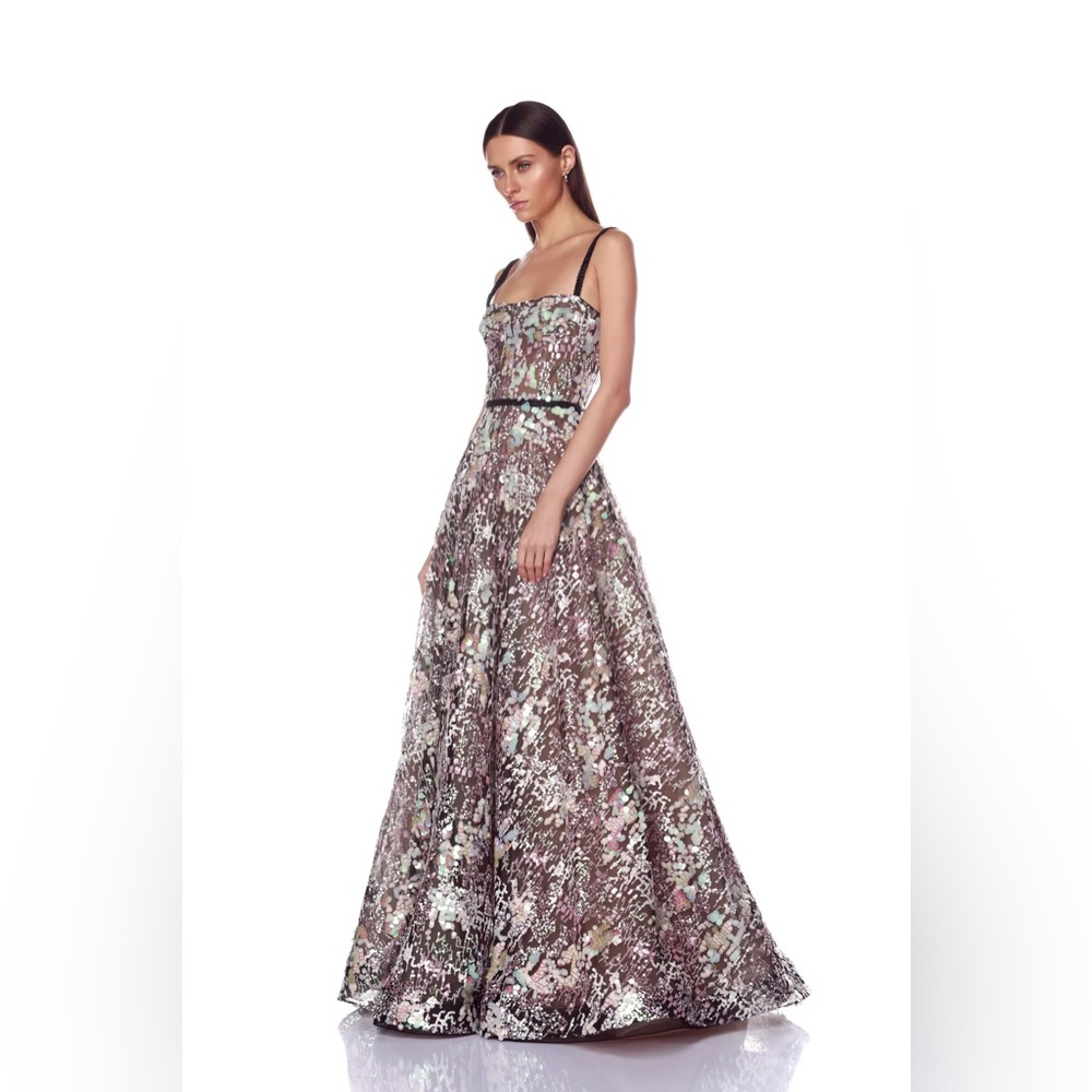 NWOT Bronx and Banco Midnight Embroidered A-Line Gown - Picture 3 of 16